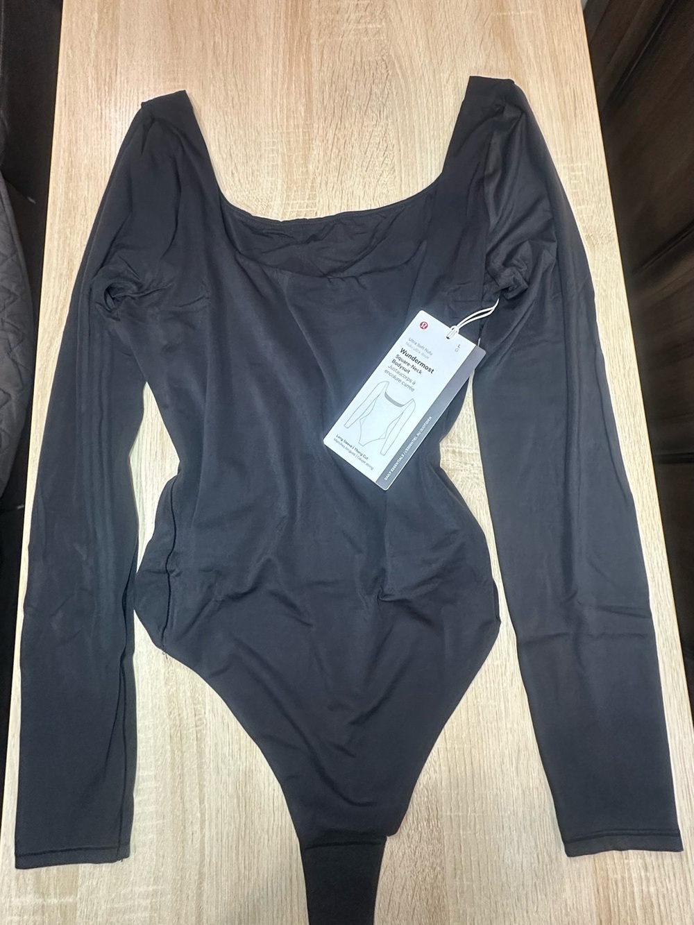 lululemon athletica Black Long-Sleeve Scoop-Neck Bodysuit with Tag